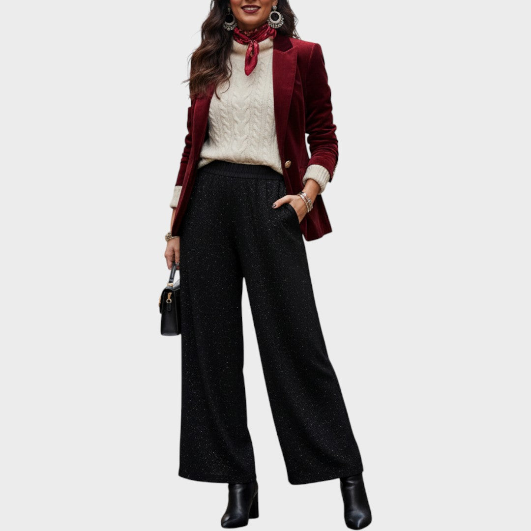 Verina – Flared Trousers with Glitter