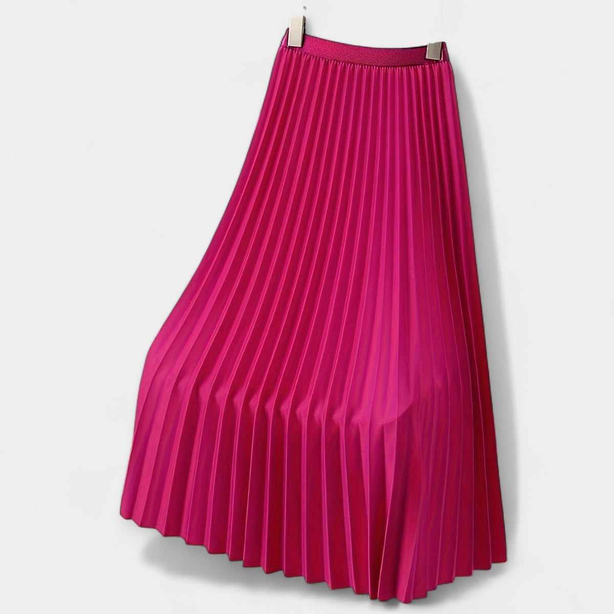 Long pleated silk skirt