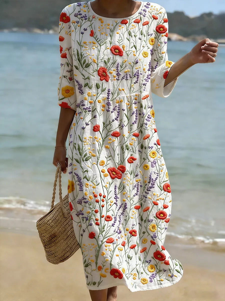 Christina | Floral Round Neck Maxi Dress