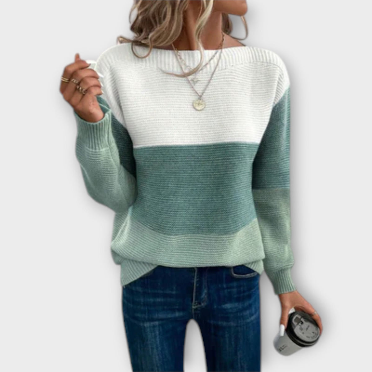Klara - Elegant Tricolor Patchwork Sweater