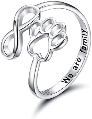 Handcrafted Paw & Heart Ring - Adjustable 925 Sterling Silver