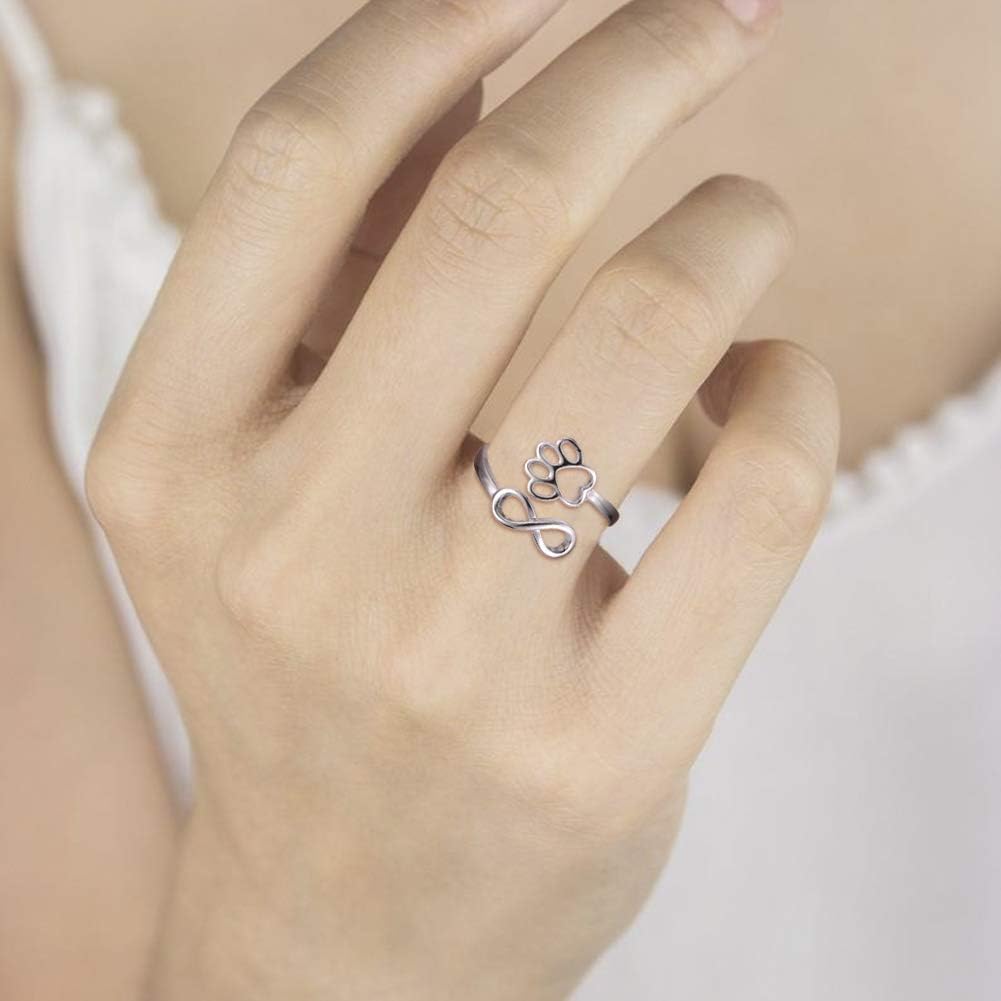 Handcrafted Paw & Heart Ring - Adjustable 925 Sterling Silver