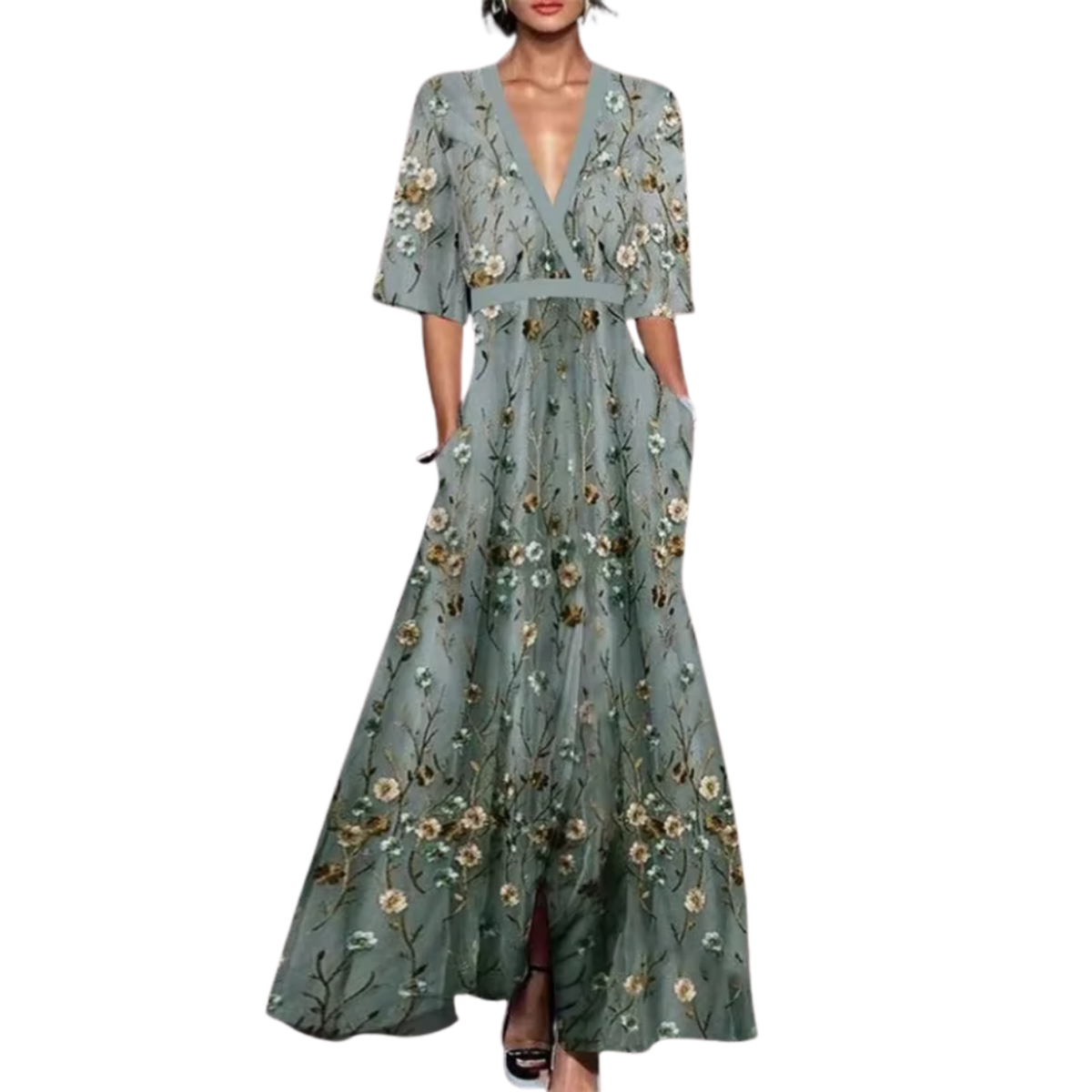 Noelle | Spring Floral V-Neck Dress