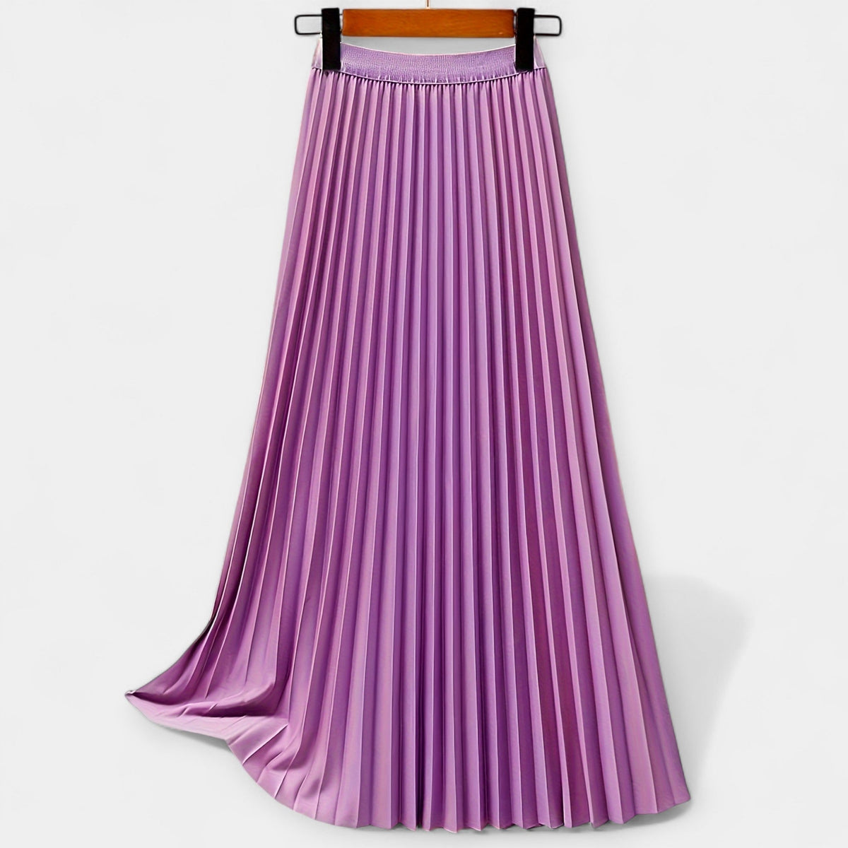 Long pleated silk skirt