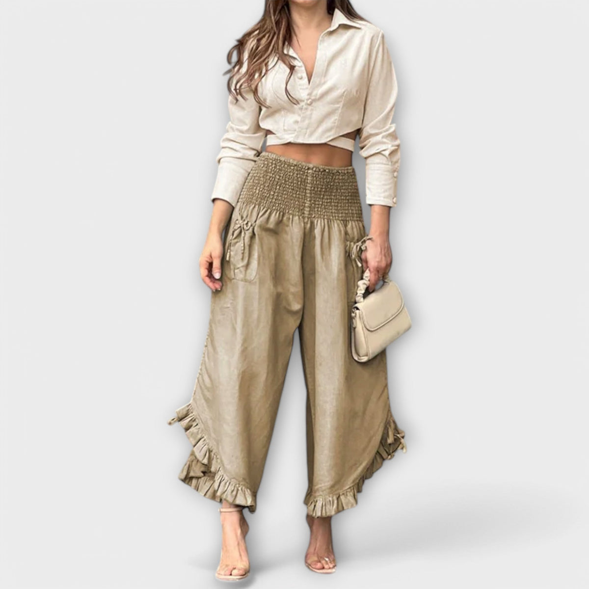Jaya – Fashionable crinkle linen trousers