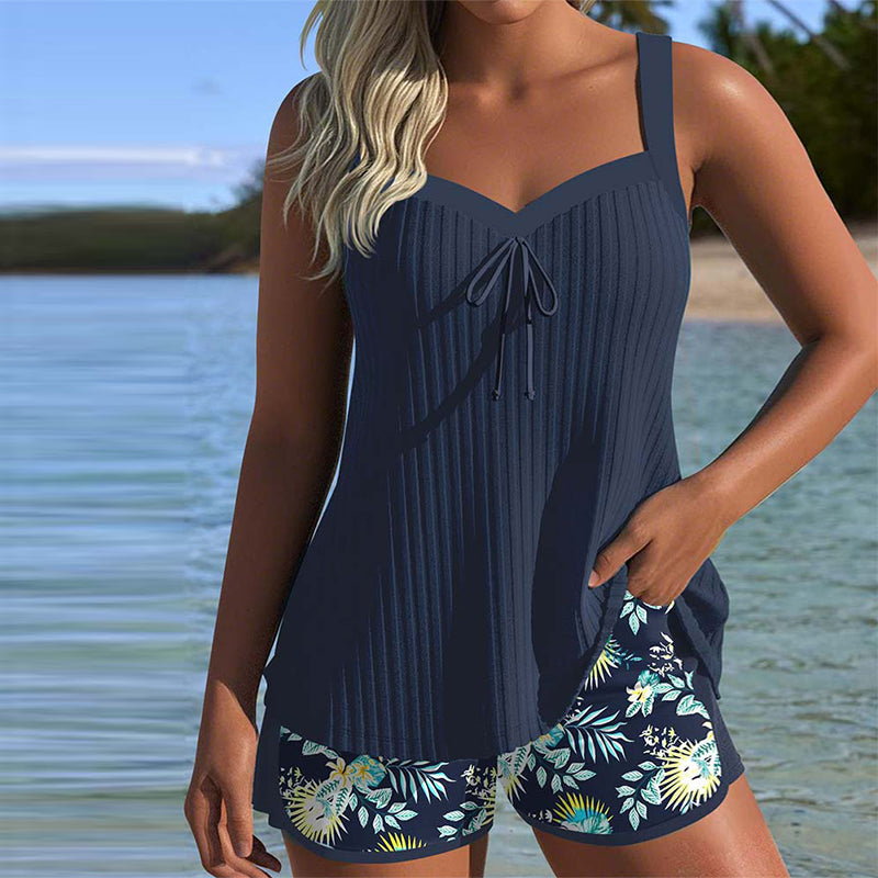 Laluna® | Csíkos Tankini Kétrészes Strandnadrággal