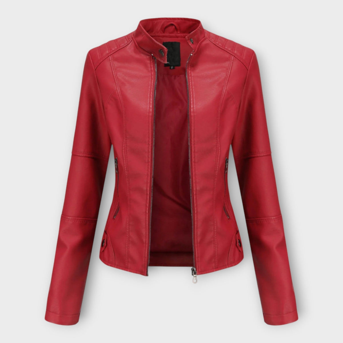 Elegant leather jacket with a modern silhouette and timeless aesthetic