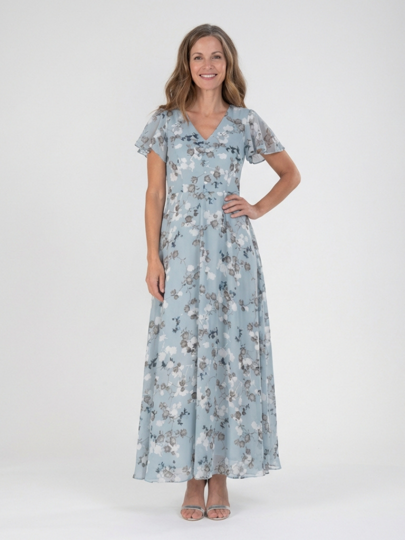 Ismeria | Virágmintás Chiffon Maxi Ruha