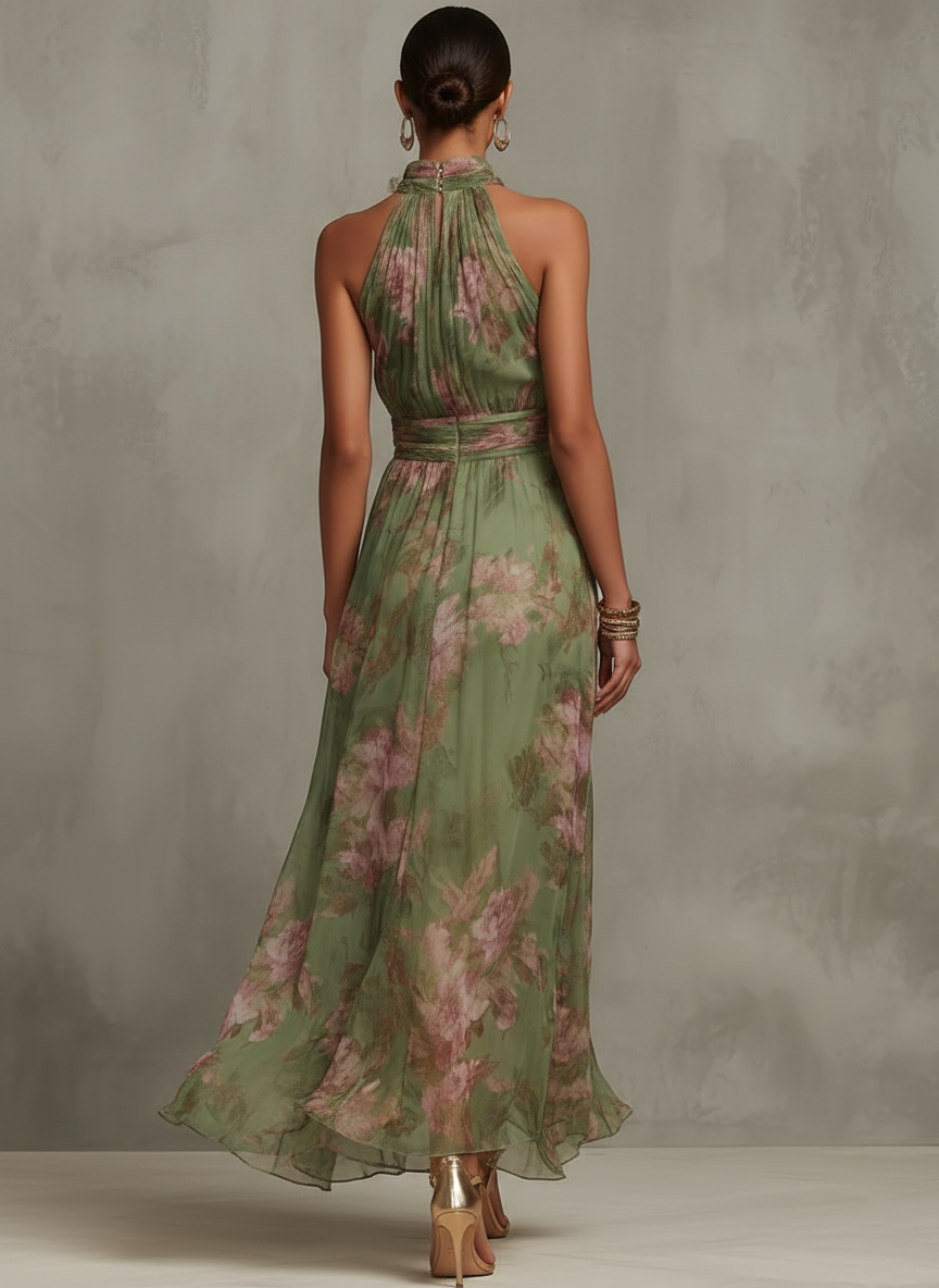 Florine™ | Green Floral Maxi Dress