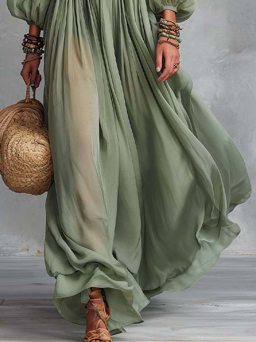 Élodine™ | Boho Maxi Dress with Floral Print