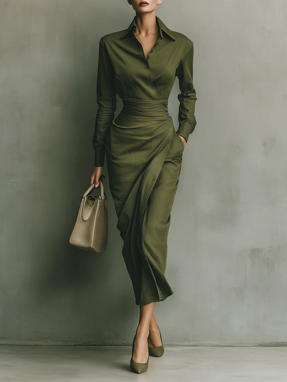 Noëlle™ | Maxi Dress in Olive Green