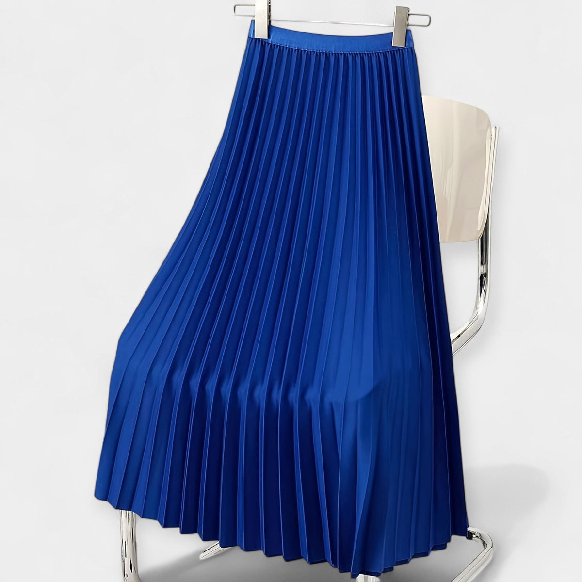 Long pleated silk skirt