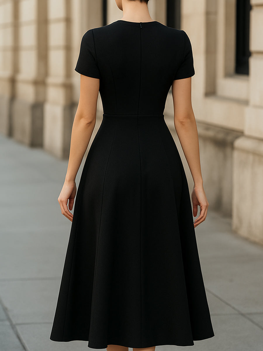 Classic Elegance Midi A-line Dress