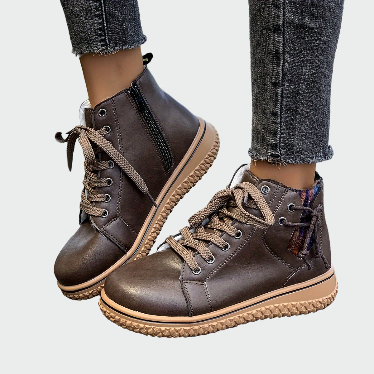 Orthopedic leather ankle boots