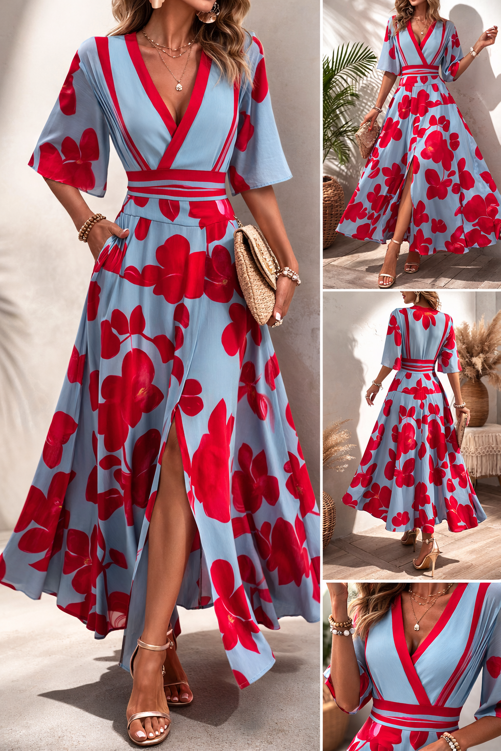 Noelle | Spring Floral V-Neck Dress